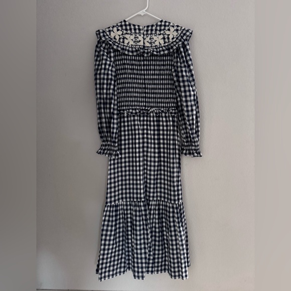 NWOT SEA Gingham Smocked Ruffle Collar Cottagecore Maxi Dress Size XS - Picture 7 of 9